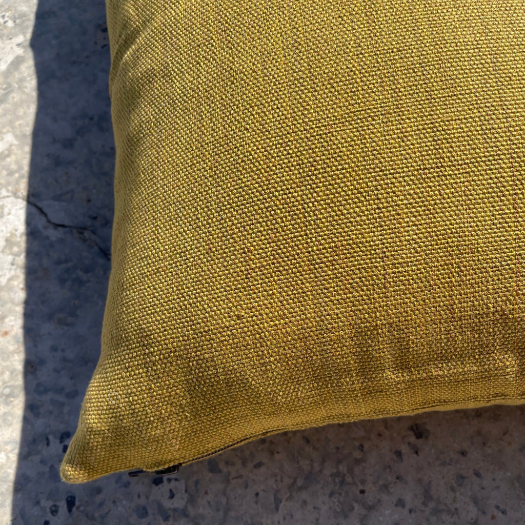 Mustard organic dalitso cushion. Handwoven in Guatelama. Designed by Woven.