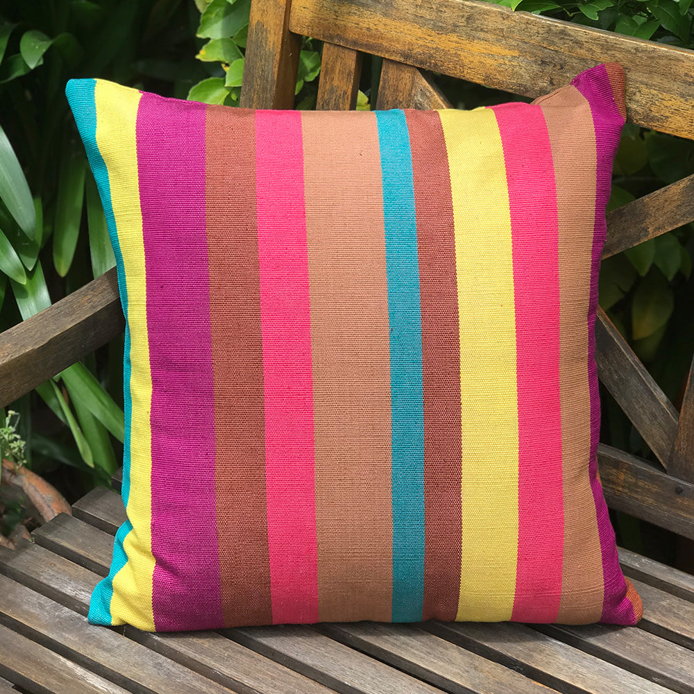 Sally cushion made with 100% organic cotton. Design by Woven. Handwoven in Guatemala.