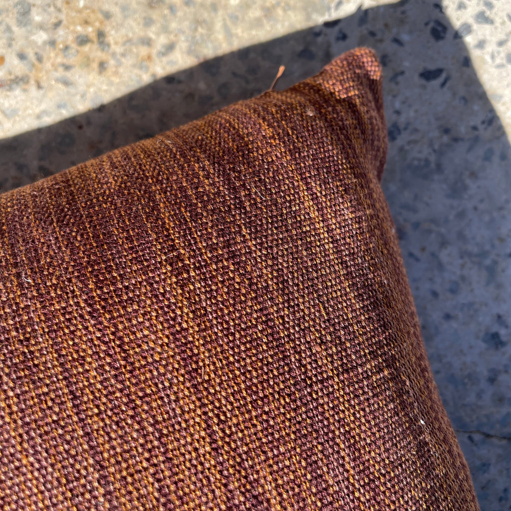 Burnt cyana dalitsho cushion. Handwoven in Guatemala. Designed by Woven.